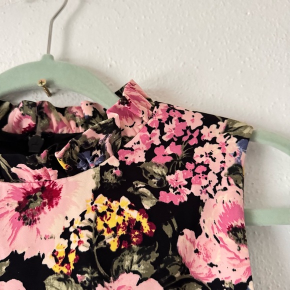 Rebecca Taylor Lavinia Floral-print Hydrangea Ruffle Dress In Black Cameo Pink - Picture 6 of 16